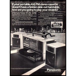 1984 Panasonic Triple Take Portable Stereo Ghetto Blaster Vintage Print Ad Art